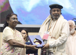 President Droupadi Murmu conferred Dadasaheb Phalke Lifetime Achievement Award for the year 2022 on Mithun Chakraborty.